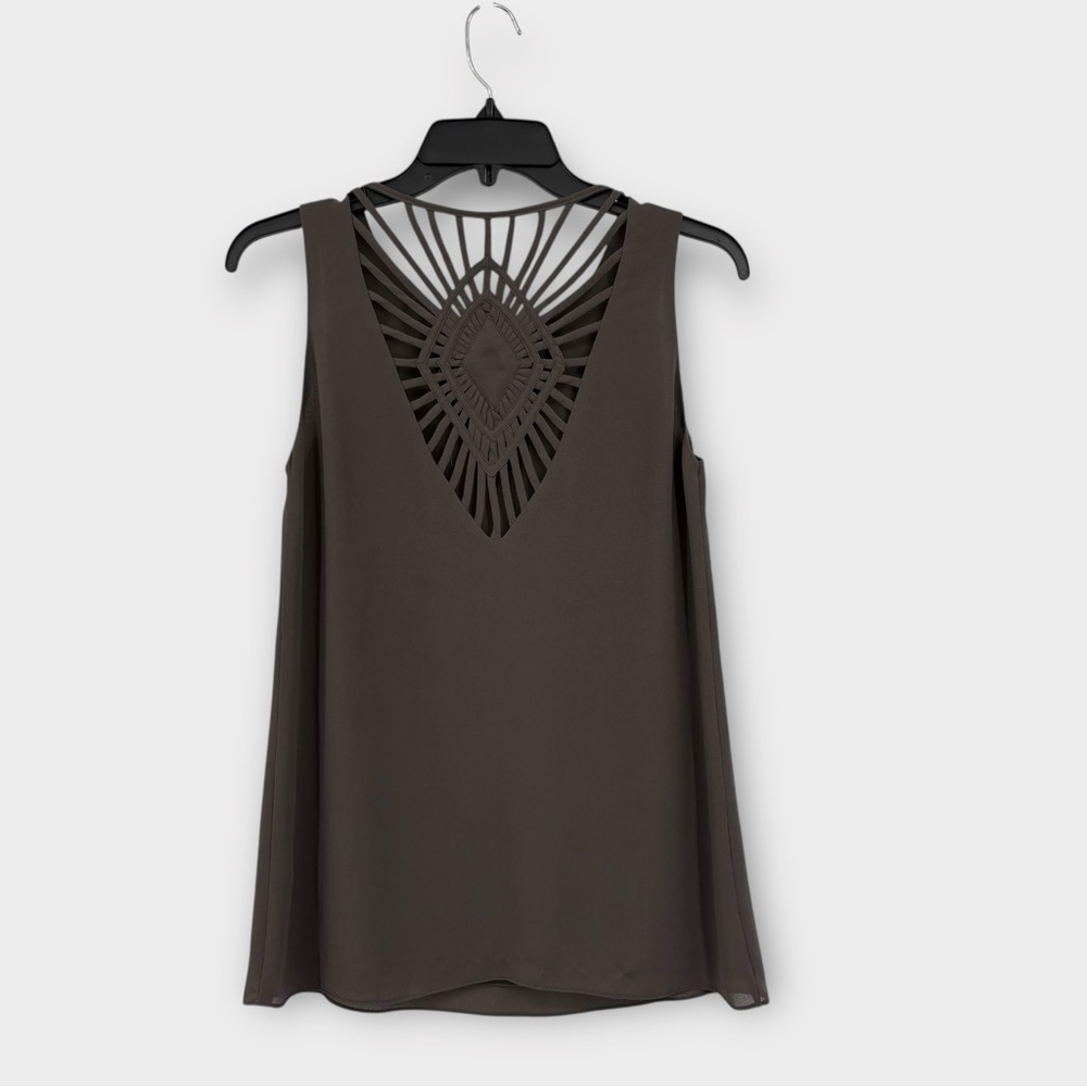 Naked Zebra Chiffon Sleeveless Blouse in Taupe Women’s Size S